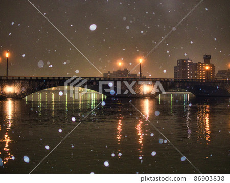 Niigata City Snow Bandai Bridge Niigata City Snow Bandai Bridge 86903838
