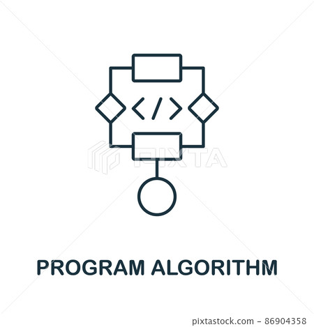 Program Algorithm line icon. Thin design style... - Stock Illustration ...