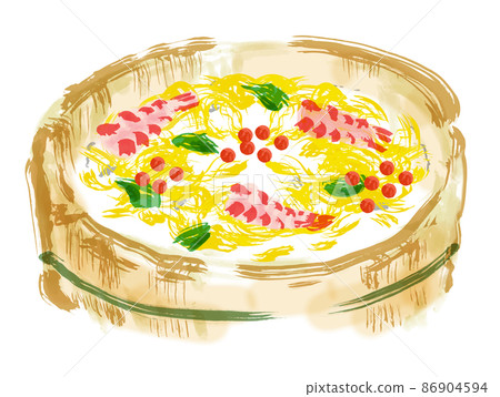 散壽司的手繪日式插圖 86904594