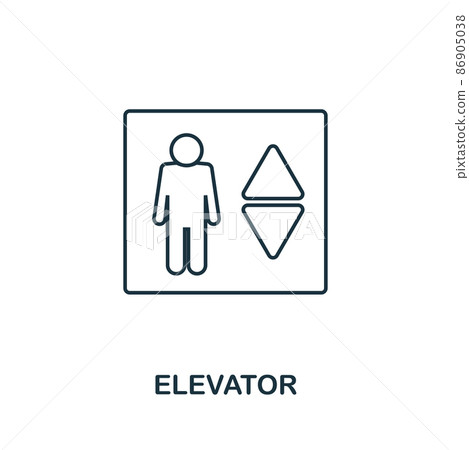Elevator icon. Simple element illustration. Elevator outline icon design from real estate collection. Web design, apps, software, print usage. 86905038