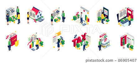Taxes Accounting Color Set 86905407