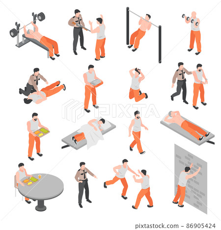 Prison Isometric Icons Set 86905424