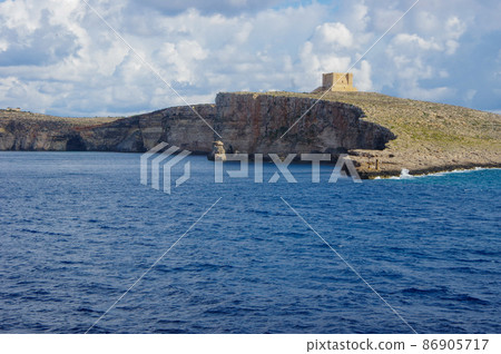 Comino and St. Mary's Tower between Malta and Gozo 86905717