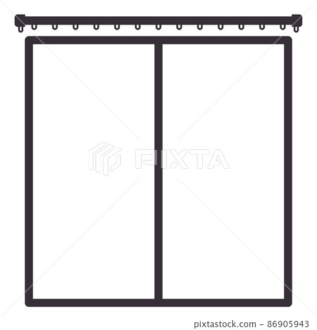 簡單的窗戶和窗簾導軌的插圖素材 86905943