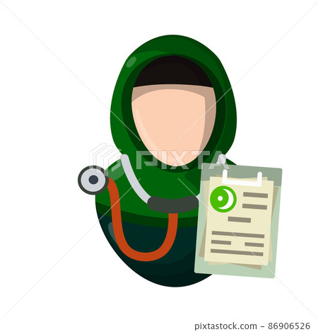 Doctor with stethoscope. Flat Icon of Islamic hospital. 86906526