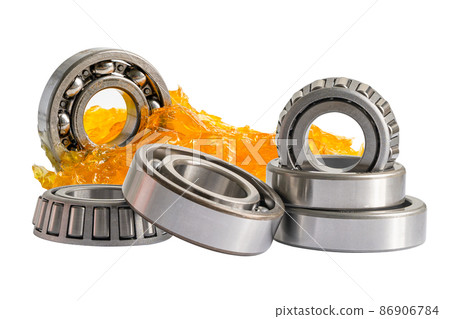 Ball bearing stainless with grease lithium machinery lubrication for automotive and industrial  isolated on white background 86906784