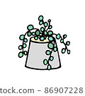 Succulent doodle print. Home plants in modern flowerpot 86907228