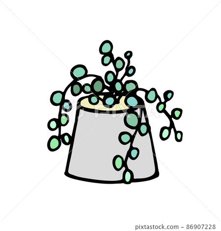 Succulent doodle print. Home plants in modern flowerpot 86907228