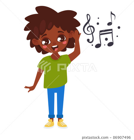 African American kid hearing nice music sounds 86907496