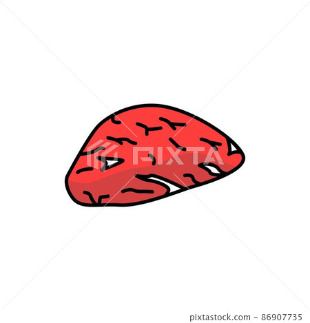 Beef rump color line icon. Cutting meat. Beef rump color line icon. Cutting meat. 86907735