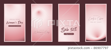 8 March Women's day stories template set. Pale pink and brown gradient social media story concept background with blurry soft gradient for cute sale marketing offer 8 March Women's day stories template set. Pale pink and brown gradient social media story concept background with blurry soft gradient for cute sale marketing offer 86907797
