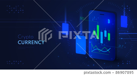 Cryptocurrency trading background with graph. Cryptocurrency trading background with graph. 86907895