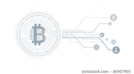 Cryptocurrency background. Bitcoin and altcoins 86907905
