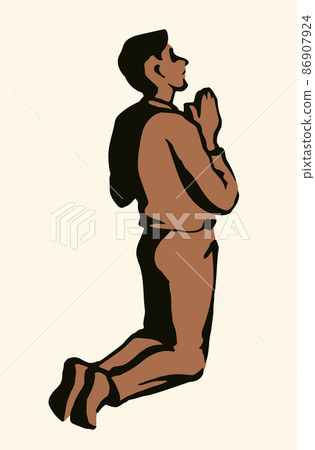 Vector drawing. Adult praying man 86907924