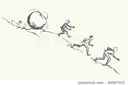 Vector drawing sketch of fanny comic situation Vector drawing sketch of fanny comic situation 86907925