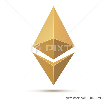 Ethereum symbol isolated. Gold ethereum symbol. 86907939