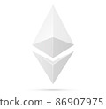 Ethereum symbol isolated. White ethereum symbol. 86907975