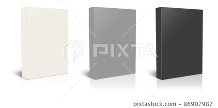 Three Software Boxes blank template white, grey and black for presentation layouts and design. Three Software Boxes blank template white, grey and black for presentation layouts and design. 86907987