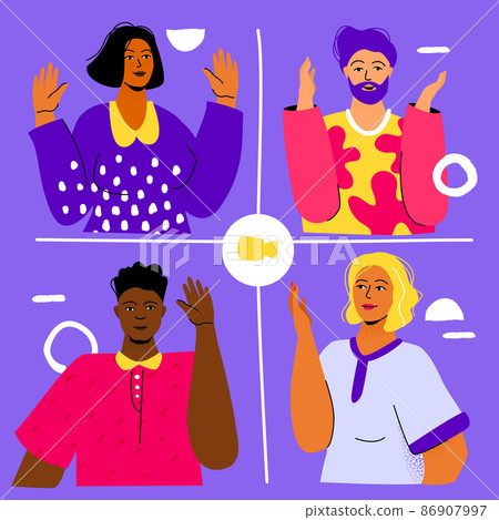 Video conferencing - colorful flat design style illustration Video conferencing - colorful flat design style illustration 86907997