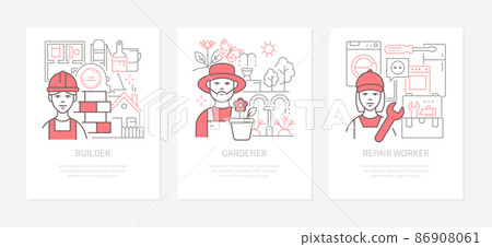 Modern professions - modern line design style banners set Modern professions - modern line design style banners set 86908061