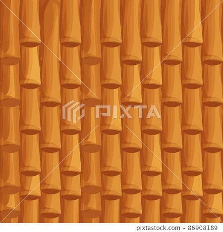 Brown bamboo background in cartoon style. Wall, roof from sticks, tropical, Asian decoration. Vertical design.  86908189