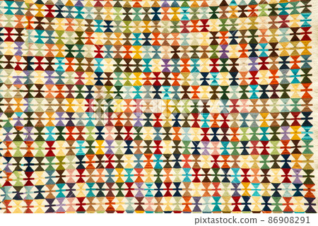 Traditional Bulgarian woolen hand-woven carpet - selective focus 86908291