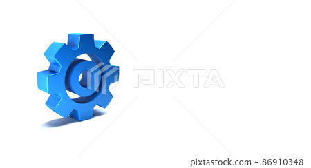 3D Gear blue color banner style with copy space illustration render 3D Gear blue color banner style with copy space illustration render 86910348