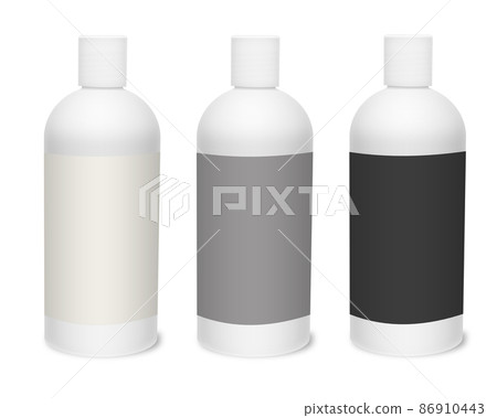 Three bottle blank template white, grey and black for presentation layouts and design. 86910443