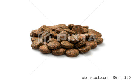 Pressed Brown Pills Isolated 86911390