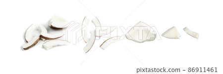 Coconut Pieces Isolated, Fresh Brown Cocos, Coco Nut Coconut Pieces Isolated, Fresh Brown Cocos, Coco Nut 86911461