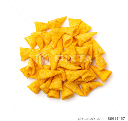 Corn Cone Isolated, Puffs with Spices Corn Cone Isolated, Puffs with Spices 86911467