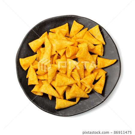 Corn Cone Isolated, Puffs with Spices Corn Cone Isolated, Puffs with Spices 86911475