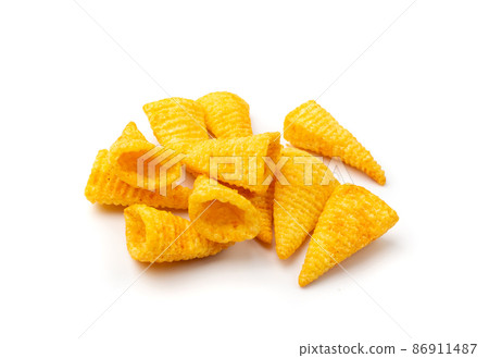 Corn Cone Isolated, Puffs with Spices Corn Cone Isolated, Puffs with Spices 86911487