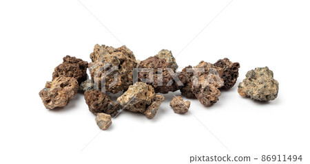 Volcano Stone Isolated, Grey and Brown Volcanic Pumice 86911494