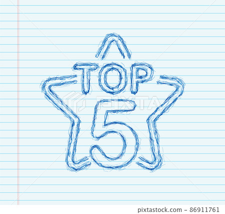 Top 5 - Top Ten gold with blue sketch label on black background. Vector illustration Top 5 - Top Ten gold with blue sketch label on black background. Vector illustration 86911761
