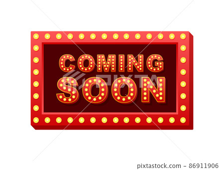 Retro light text Coming soon. Retro light bulb. Vector stock illustration Retro light text Coming soon. Retro light bulb. Vector stock illustration 86911906