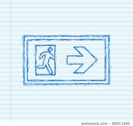 Emergency exit sign. Protection symbol. Fire sketch icon. 86911940