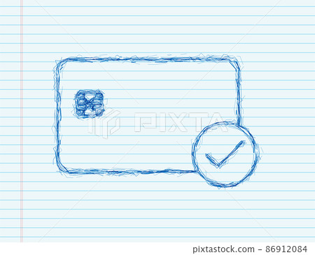 Credit cards with approved. Finance security transfer check. Transaction symbol. sketch icon. Vector illustration Credit cards with approved. Finance security transfer check. Transaction symbol. sketch icon. Vector illustration 86912084