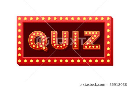 Retro light text quiz time. Retro light bulb. Vector stock illustration Retro light text quiz time. Retro light bulb. Vector stock illustration 86912088