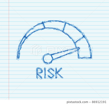 Risk icon on speedometer. High risk meter. sketch icon. Vector illustration Risk icon on speedometer. High risk meter. sketch icon. Vector illustration 86912191