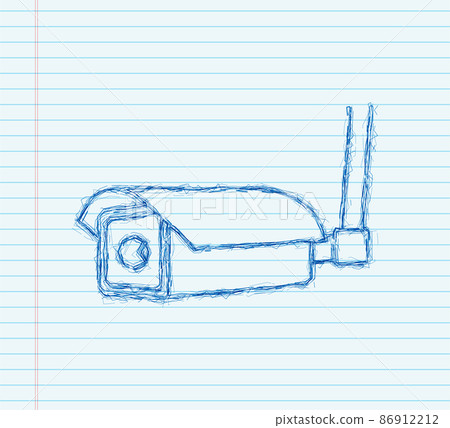 Icon with cctv on white background. sketch icon. Silhouette symbol. Camera icon. Vector illustration Icon with cctv on white background. sketch icon. Silhouette symbol. Camera icon. Vector illustration 86912212