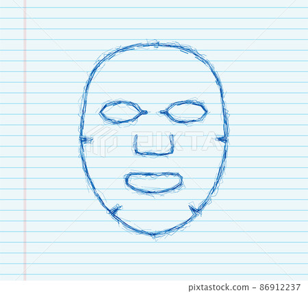 Facial mask flat icon. sketch style. Medicine, cosmetology and health care. Vector stock illustration 86912237
