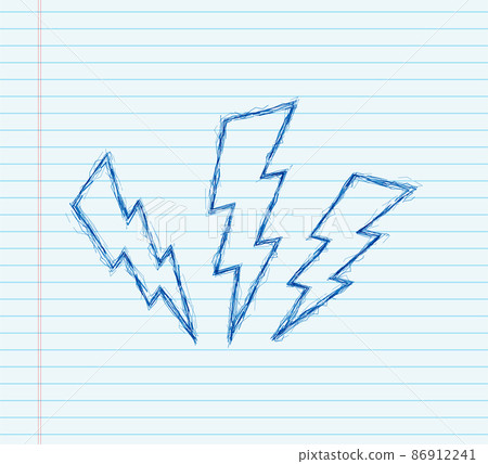 Lightning bolt sketch set. Thunder bolt, lighting strike expertise. Vector illustration. Lightning bolt sketch set. Thunder bolt, lighting strike expertise. Vector illustration. 86912241