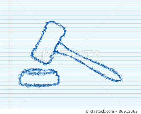 Wooden judge sketch gavel and soundboard. Vector illustration Wooden judge sketch gavel and soundboard. Vector illustration 86912362