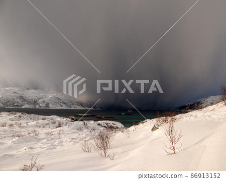 Landscape in Winter, Kvaloya, Norway 86913152