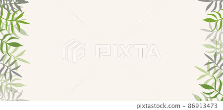 Floral web banner with drawn color exotic leaves. Nature concept design. Modern floral compositions with summer branches. Vector illustration on the theme of ecology, natura, environment 86913473