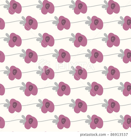 Seamless floral pattern based on traditional folk art ornaments. Colorful flowers on light background. Scandinavian style. Sweden nordic style. Vector illustration. Simple minimalistic pattern 86913537