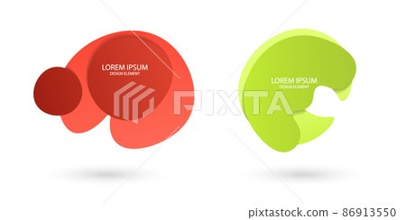 Fluid frame isolated on white background. Set of abstract liquid shapes, colorful elements, gradient waves with geometric lines, dynamical forms. Vector flat design for banner, flyer, business card 86913550