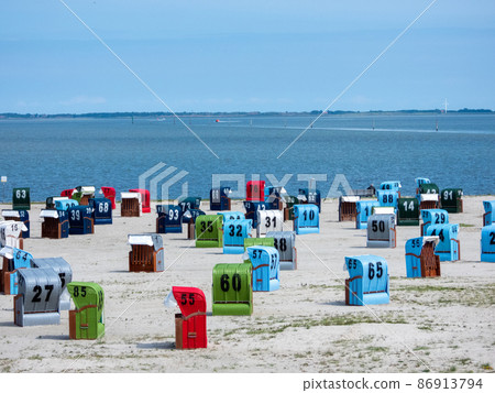 Beach in Neuharlingersiel, Lower Saxony, Germany Beach in Neuharlingersiel, Lower Saxony, Germany 86913794