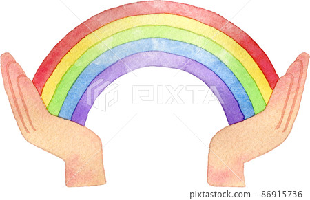 Illustration of a rainbow over your hand 86915736